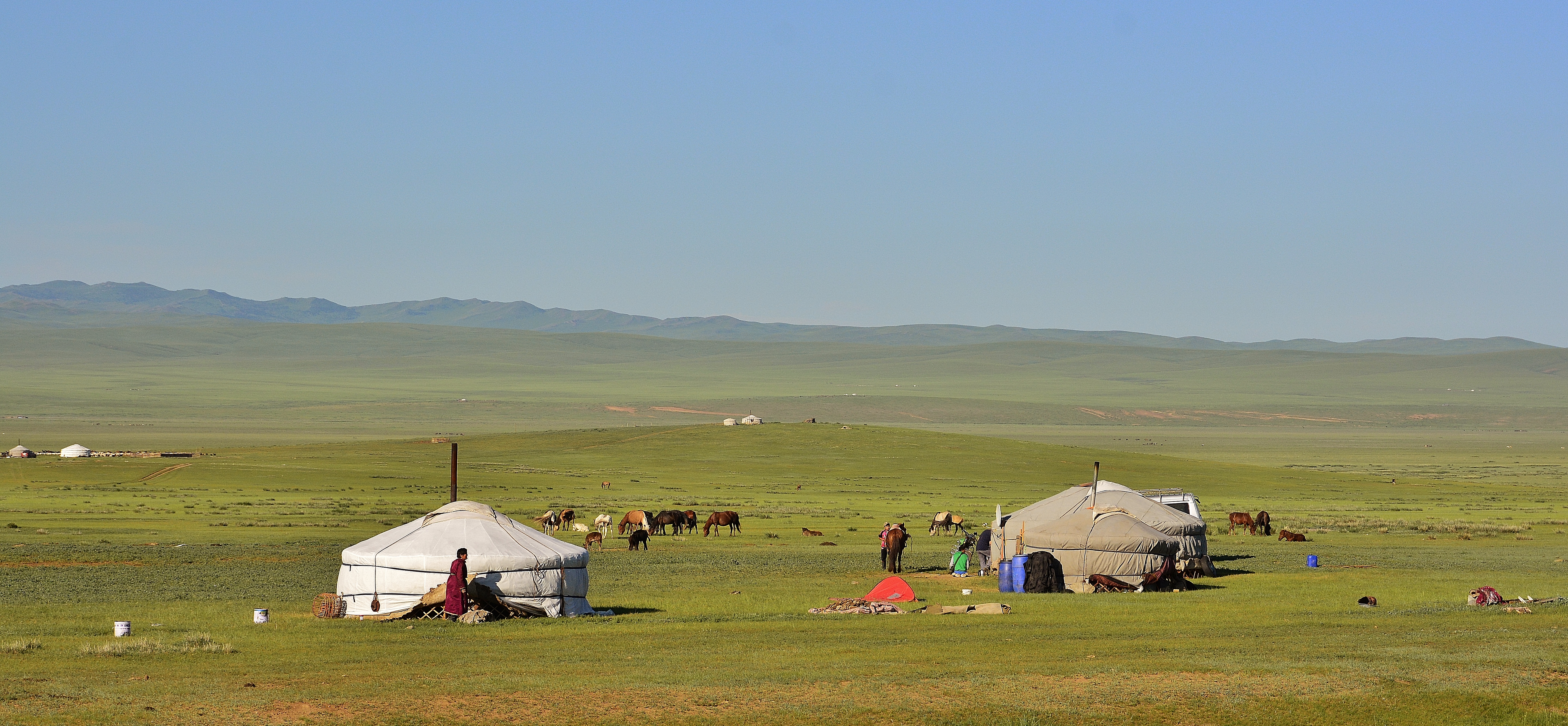 Gers in der mongolischen Steppe
